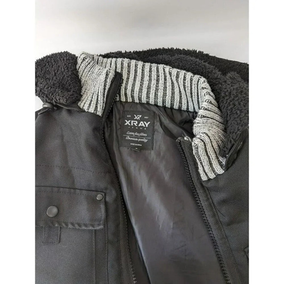 X-Ray Men's Canvas Flap Pocket Full Zip Sweater Jacket Sherpa Hood Size S - $100 - Picture 5 of 7